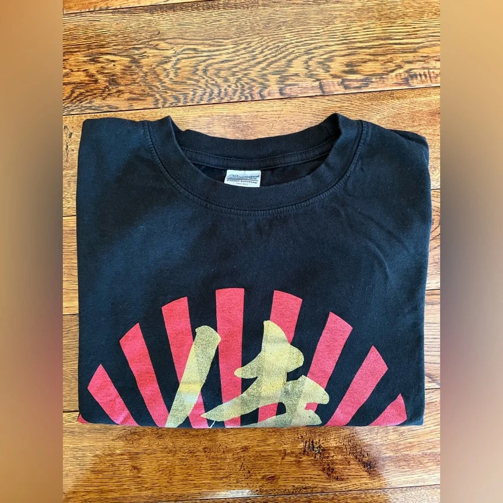 Japan Samurai Graphic T-Shirt Short Sleeves Unisex Black Size L